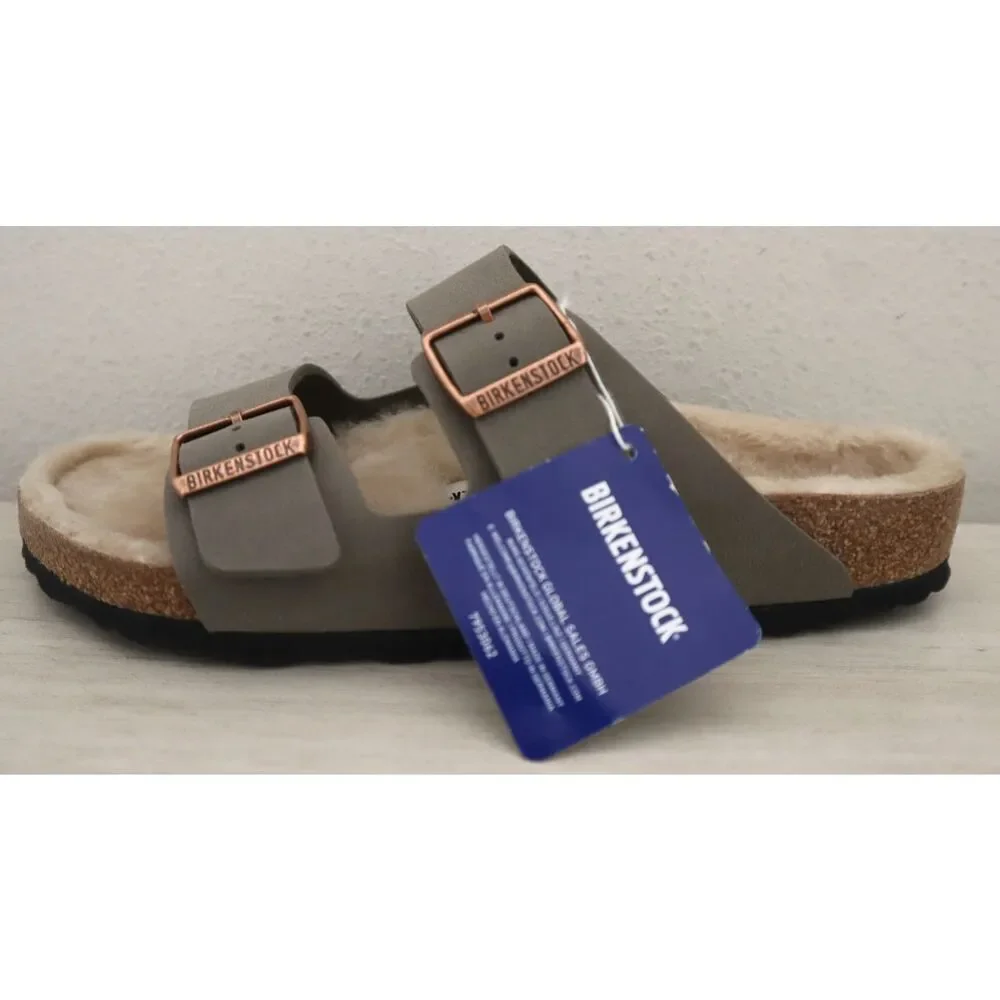 Birkenstock WMN Sz EUR 42 US 11 Green Arizona Shearling-Lined Slide Sandals - Picture 5 of 13